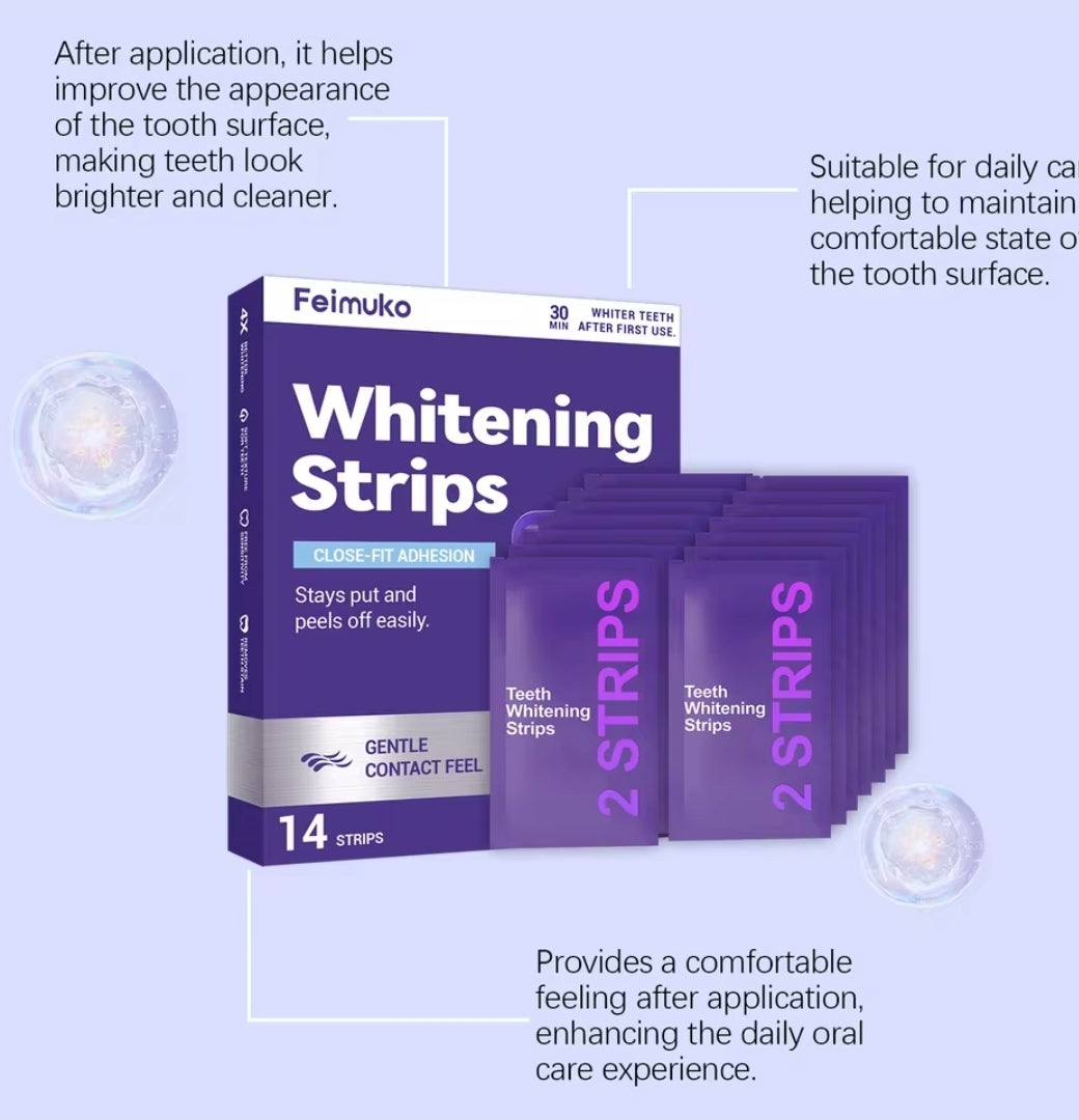 Purple Teeth Whitning Strips Oral Hygiene Mint Fresh Breath Brighten Tooth Bleaching Lasting Oral Care Tooth Brightening Patches( 14 Strips)