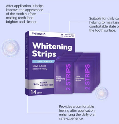 Purple Teeth Whitning Strips Oral Hygiene Mint Fresh Breath Brighten Tooth Bleaching Lasting Oral Care Tooth Brightening Patches( 14 Strips)