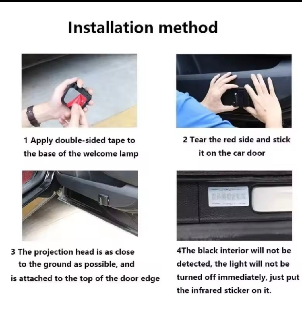 2pcs Wireless Led Car Door Lamp Welcome Laser Projector Atmosphere Warning Light Suitable fit for all models of car accessories