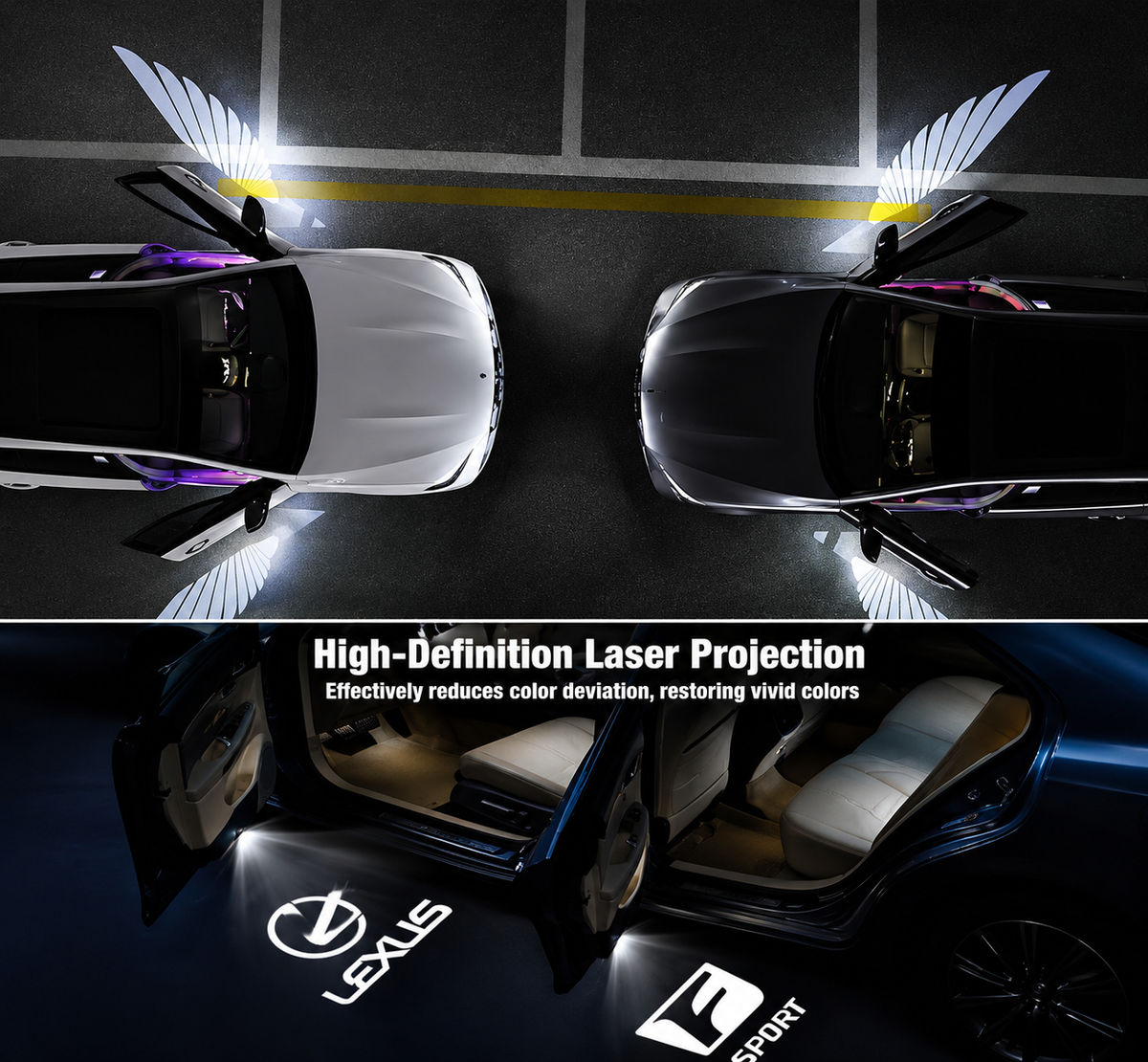 2pcs Wireless Led Car Door Lamp Welcome Laser Projector Atmosphere Warning Light Suitable fit for all models of car accessories