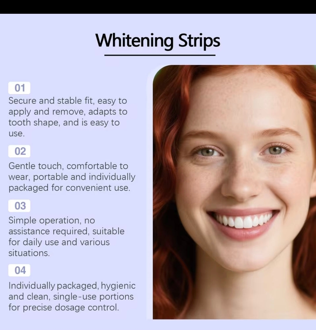 Purple Teeth Whitning Strips Oral Hygiene Mint Fresh Breath Brighten Tooth Bleaching Lasting Oral Care Tooth Brightening Patches( 14 Strips)